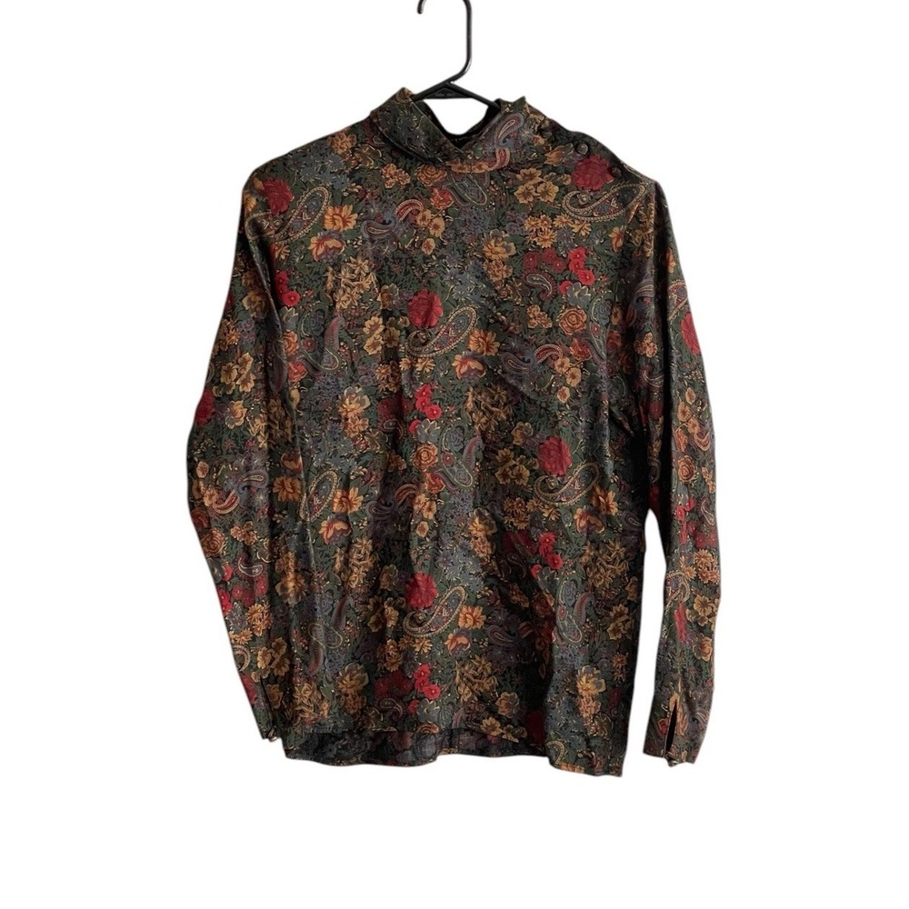 Vintage Talbots Blouse Sz 6 Wool Blend Paisley Floral Top Old Money  Retro